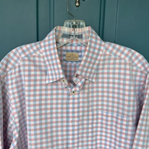 TOMMY BAHAMA BLUE RED PLAID BUTTON DOWN LONG SLEEVE SHIRT SIZE MEDIUM - Picture 6 of 15